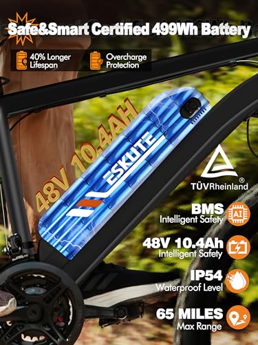M200 Electric Mountain Bike - 21-Speed, 1200W Motor, Black - 48V 10.4Ah