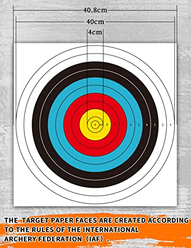 30pcs Archery Targets Paper for Backyard Shooting 40cm 10 Ring Bow & Arrow