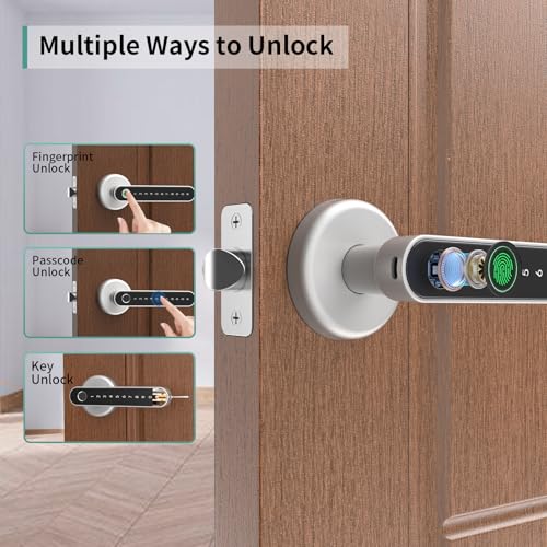 IRONZON Fingerprint Door Lock Biometric Door Lock for Home Hotel Office Apartment Bedroom Silver