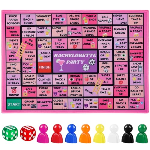 Bachelorette Party Drinking Game - Fun Rubber Board Game for 2-8 Players