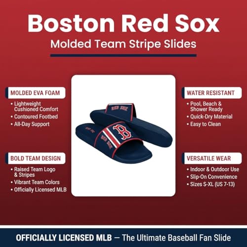 Boston Red Sox Slides - Men's Molded EVA Foam Sandals, Large