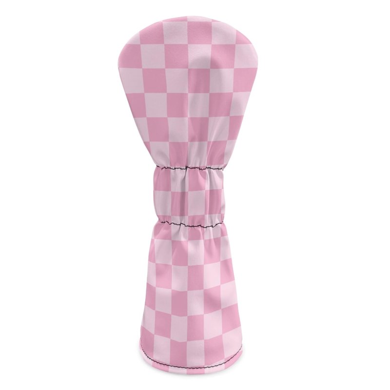 Pink Checkered Golf Head Covers for Woods and Driver Fairway Hybrid Funny PU Leather Golf Club Head Covers for Women Men Golf Accessories for Halloween Christmas Birthday Present