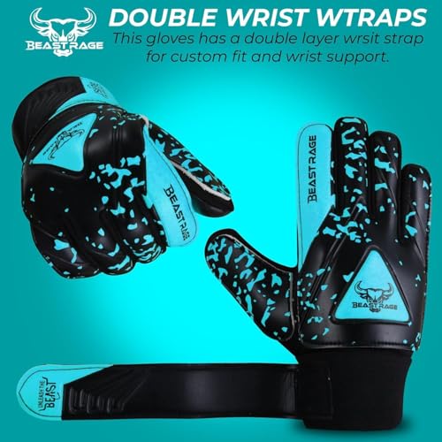Goalkeeper Gloves for Kids - Aqua Size 5 (Ages 9-12)