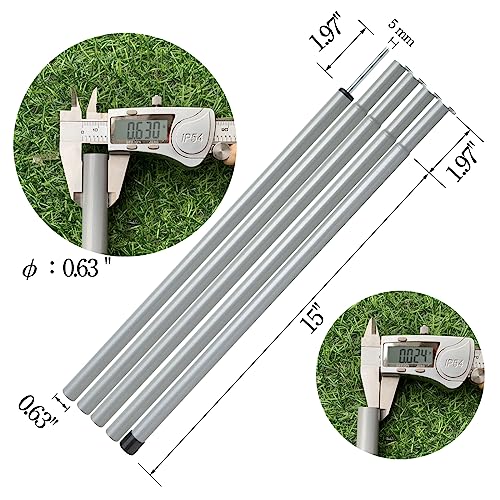 Gray Adjustable Tent Poles Set of 2 for Camping Tarps Canopies with Pegs & Reflective Ropes