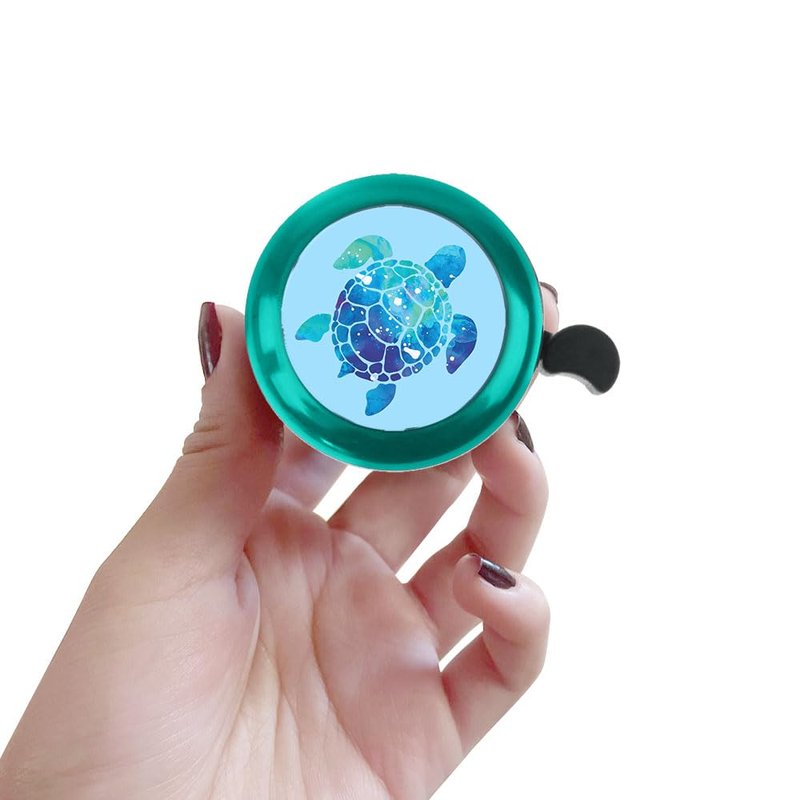 WIRESTER Green Aluminum Round Bike Bell, Classic Ring Bicycle Bell, Bike Accessories Bell Ring for Adults Kids Girls Boys - Blue Sea Turtle