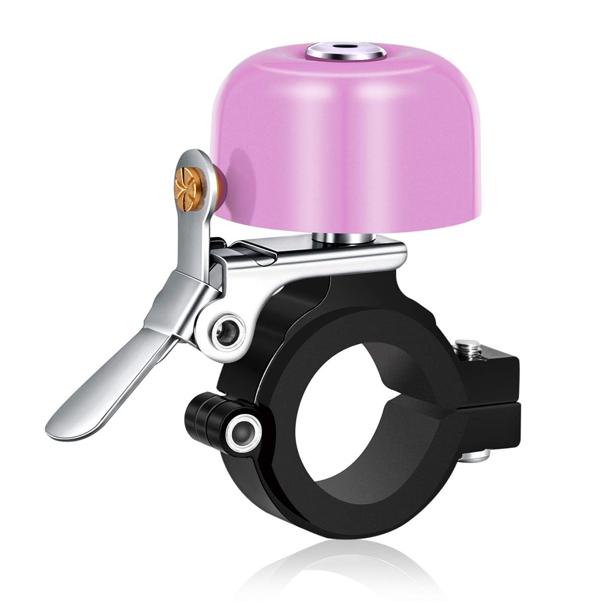 Greallthy Bike Bell Classic Brass Bicycle Bell,Bike Bells for Adults Kids, Loud Retro Bell for Road & Mountain Bikes, Universal Handlebar Fit (Pink).