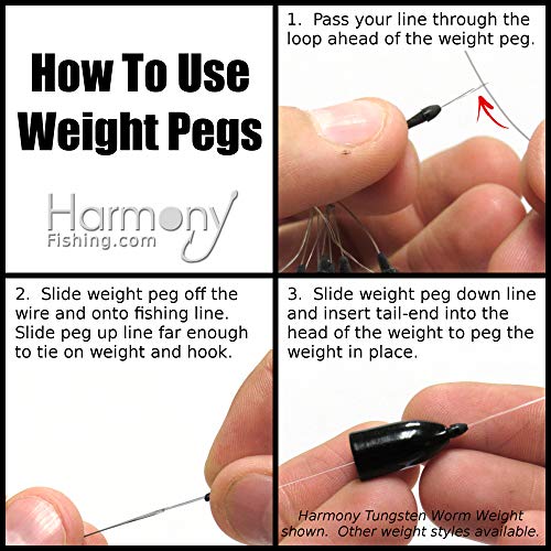 2 oz Tungsten Fishing Weights with Oxide Coat | Harmony Flipping Weights incl. Weight Pegs