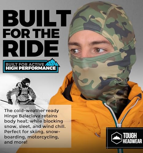 Balaclava Ski Mask - Breathable Windproof Face Cover - One Size Green Camo
