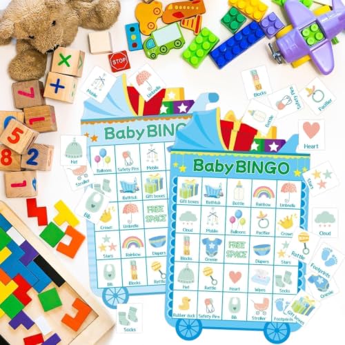 Baby Shower Bingo Game for 24 Guests - Boy Theme - 5 x 7 Inches