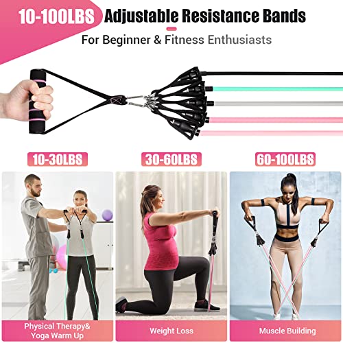 Resistance Bands with Handles for Women - 5 Levels, Colour Variation