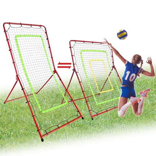 2-in-1 Baseball Softball Volleyball Rebounder Net - Adjustable Multi-Sport Practice Equipment