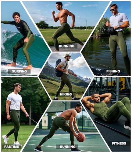 Men's Compression Leggings - Moisture-Wicking Gym Tights with Phone Pocket
