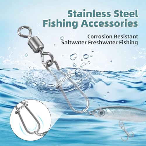 70 Pcs Fishing Snap Swivels Kit - 7 Sizes with Tackle Box