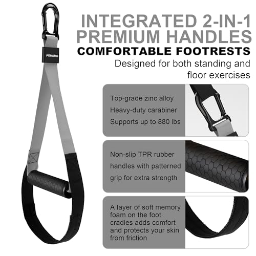 PEMEME Home Resistance Training Kit with Adjustable Suspension Straps (Grey) - Full-Body Bodyweight Training