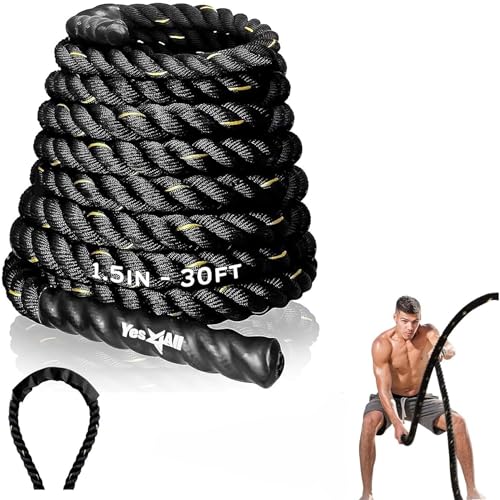 Yes4All 1.5 Inch Battle Rope No Cover - 30ft Professional Strength Training Rope