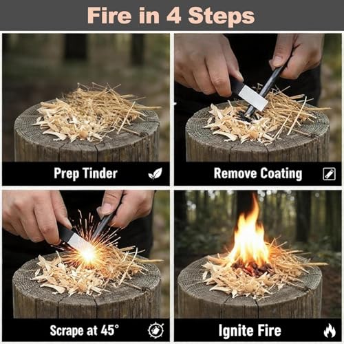 4-Inch Ferrocerium Fire Starter Rod with Stainless Steel Striker