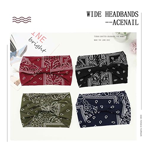 Acenail Wide Headbands Women Knotted Turban Headband Elastic Non Slip