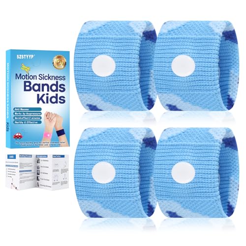 Motion Sickness Relief Bands for Kids - Anti-Nausea Acupressure - Camo Blue