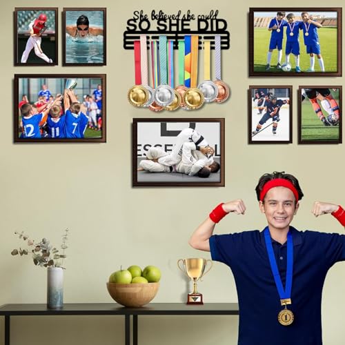 Medal Hanger Display Rack - She Believe She Could, 3-Tiered Holder for 60 Medals