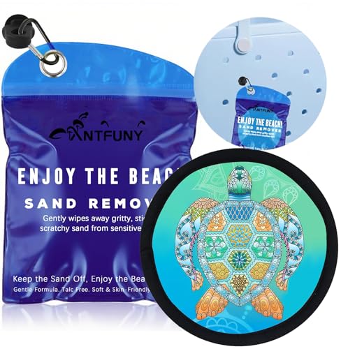 Antfuny Green Sea Turtle Sand Remover Mitt for Beach Cleanup - Family Beach Accessory