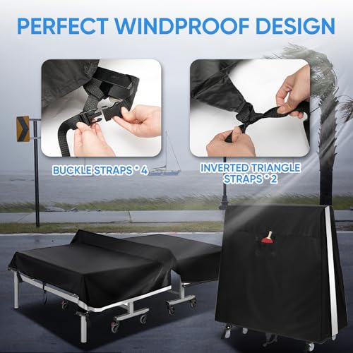 NEVERLAND Black01 Waterproof Outdoor Ping Pong Table Cover - Fits 9x5 ft Tables