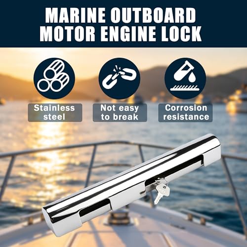 Heavy Duty Outboard Motor Lock - Marine-Grade Stainless Steel, Brass Locking Security