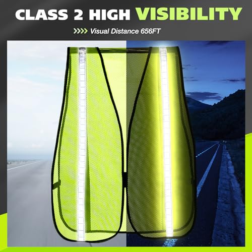 Jecery 20 Packs High Visibility Vest Safety Reflective Hi Visibility Mesh Vest Lightweight Neon Universal Size for Men Work Outdoor (M)