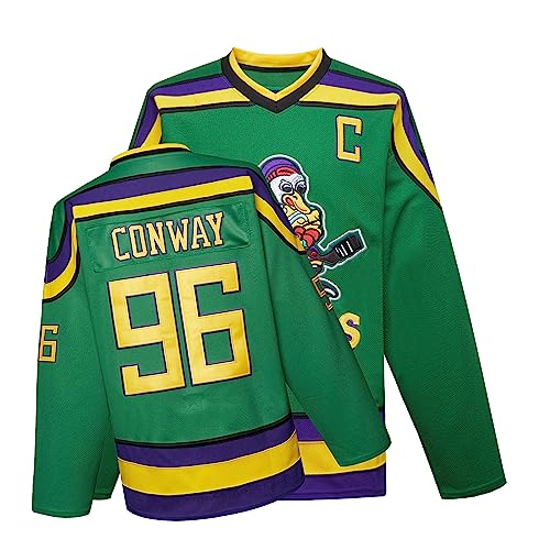 TRIVINKIN Mighty Ducks Hockey Jersey Adult Small #96 Green Movie Ice Hockey Uniform