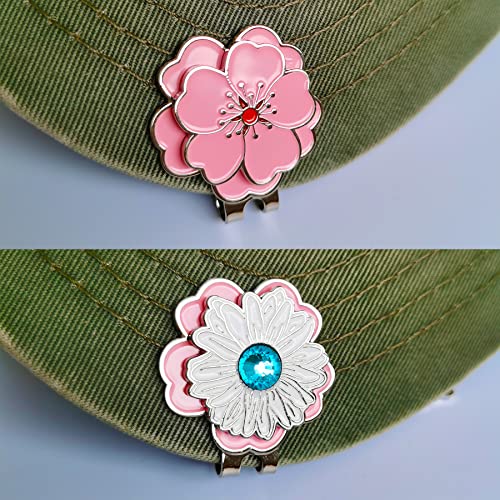Magnetic Golf Ball Marker & Flower Hat Clip Set