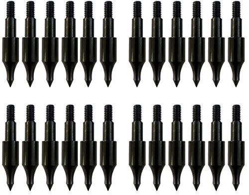 24 Pcs 100 Grain Steel Archery Arrow Field Points - Black Zinc Finish