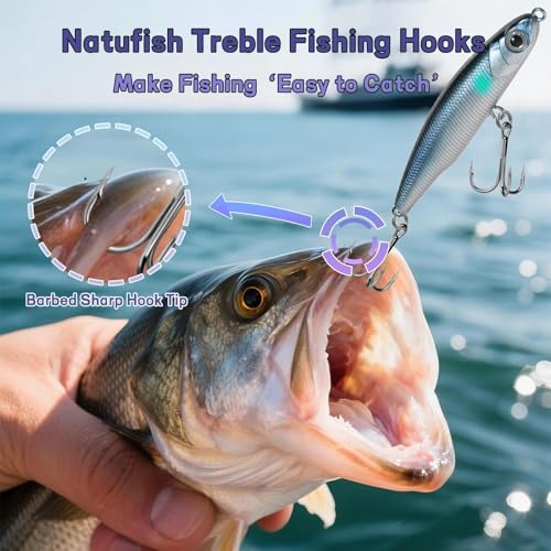 Treble Fishing Hooks - 4X Strong, Sharp Barbed, 25 Pcs