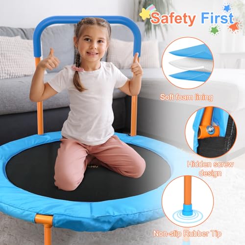 36-Inch Toddler Trampoline with Foam Handle - Orange & Blue