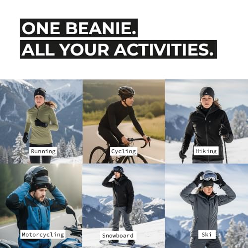French Fitness Revolution Skull Cap Helmet Liner 2-Pack Black Running Beanies - Thermal & Moisture Wicking
