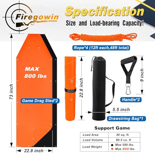 2-Pack Heavy-Duty Deer Drag Sleds - Waterproof Hunting Mats 73" x 22.8"