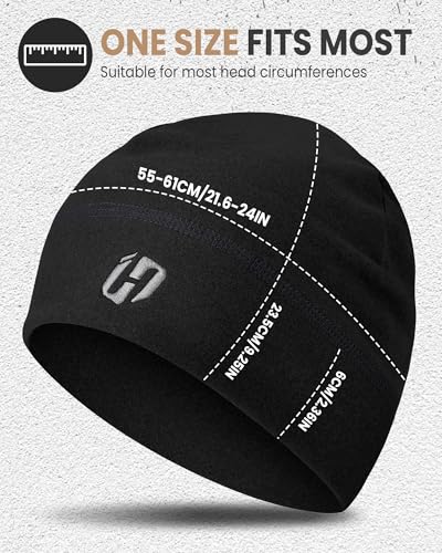 HASAGEI Black Thermal Cycling Skull Cap - Men's Winter Under Helmet Hat