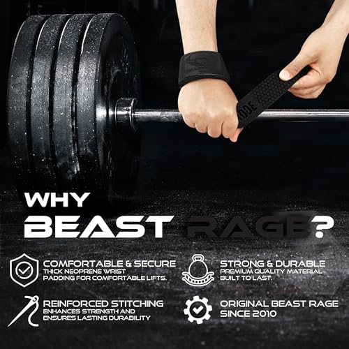 Lifting Wrist Straps with Neoprene Padding - Black Gel