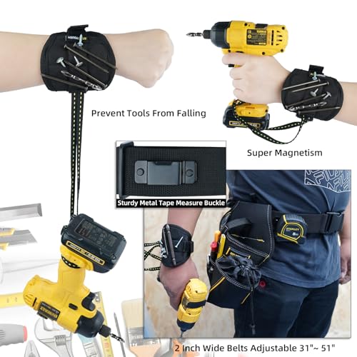 MELOTOUGH Impact Holster 3-in-1 Drill Holster Combo with Magnetic Wristband,Tool Belt Drill Holder with Bit Pouch(Right Handed)