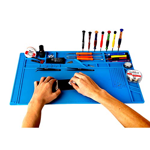 Kaisi S-180 Large Silicone Soldering Mat Magnetic Repair Work Mat, Heat Resistant Insulation Large Platform Station Pad for Soldering, Electronics, Computer Repair, Size 21.6 x 13.8 inch