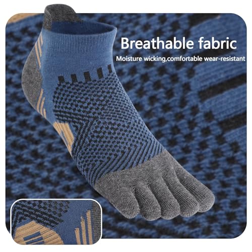 ABTRAV Multicolor Men's Toe Socks No Show Athletic Five Finger Socks Arch Support 9-12