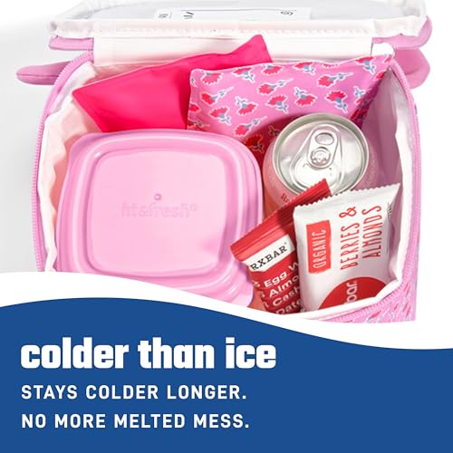 Fit & Fresh Sweet Pink Print Soft Ice Packs for Lunch Bags & Coolers - 2 Pack