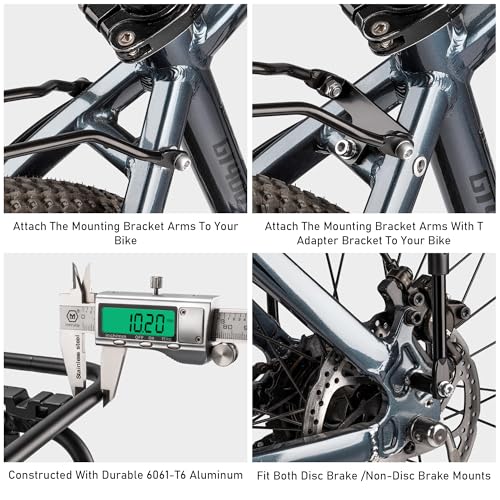 PINNAMAX Bike Rear Rack with MIK Adapter – Adjustable 26"-29" Pannier Carrier, 60lb Capacity
