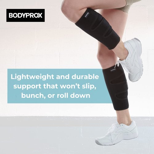 Bodyprox Calf Support Brace - Adjustable Compression Shin Splint Wrap | 2 Pack for Enhanced Comfort