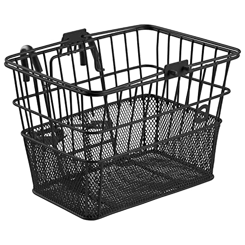 Detachable Front Bike Basket - Steel Half-Mesh, Black