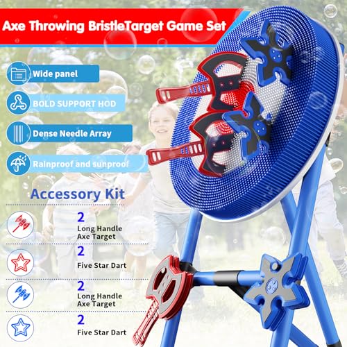 Axe Throwing Game Set with 4 Axes & 4 Darts - Bleu Ciel
