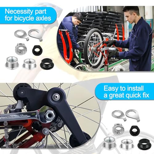 24PCS Bicycle Nuts and Washers Set - M8, M9.5, M10 Sizes