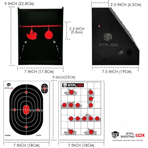 BB Gun Target Trap with 20 Paper Targets & Spinning Silhouettes - A-Target and Papers