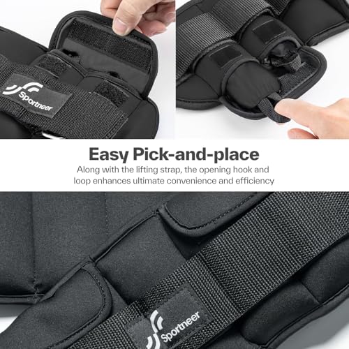 Sportneer Adjustable Ankle Weights 5 lbs Pair - Removable Weights for Fitness & Rehab