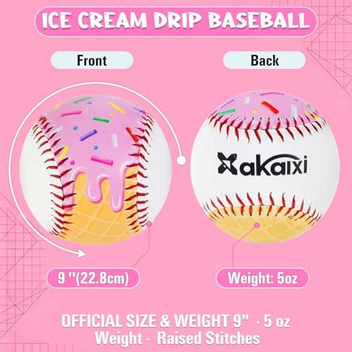Pink Drip Baseball Set - 9 Inch Practice Baseball for Training & Decor, Inspired Gifts for Players & Coaches