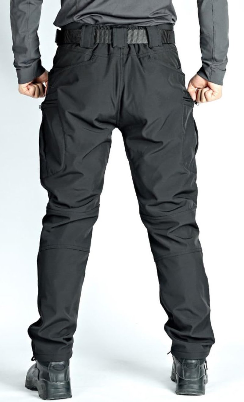 WINRKERY Men's Tactical Pants Work Pants Water Resistant Hiking Pants Military Combat Cargo Pants, Fleeced Black Large