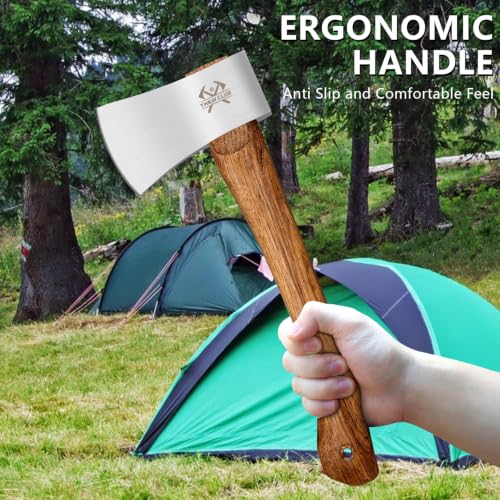 Camping Hatchet 14.6 Inch Survival Axe with Sheath, High-Carbon Steel Blade & Hickory Handle